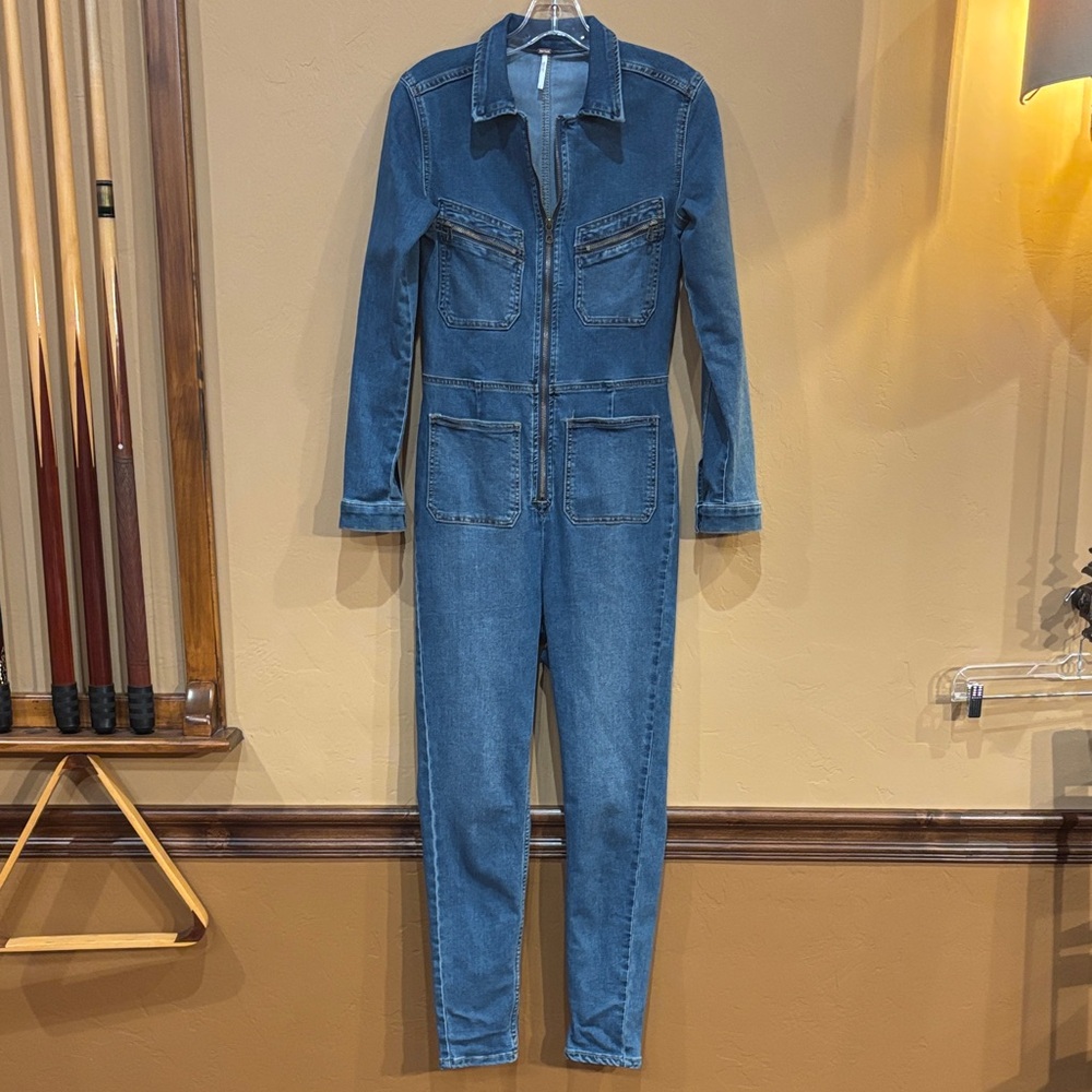 Free People Indigo Denim Jumpsuit